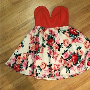 Mini red and floral dress